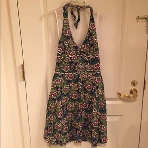 Lilly Pulitzer blue and tan linen halter dress 0